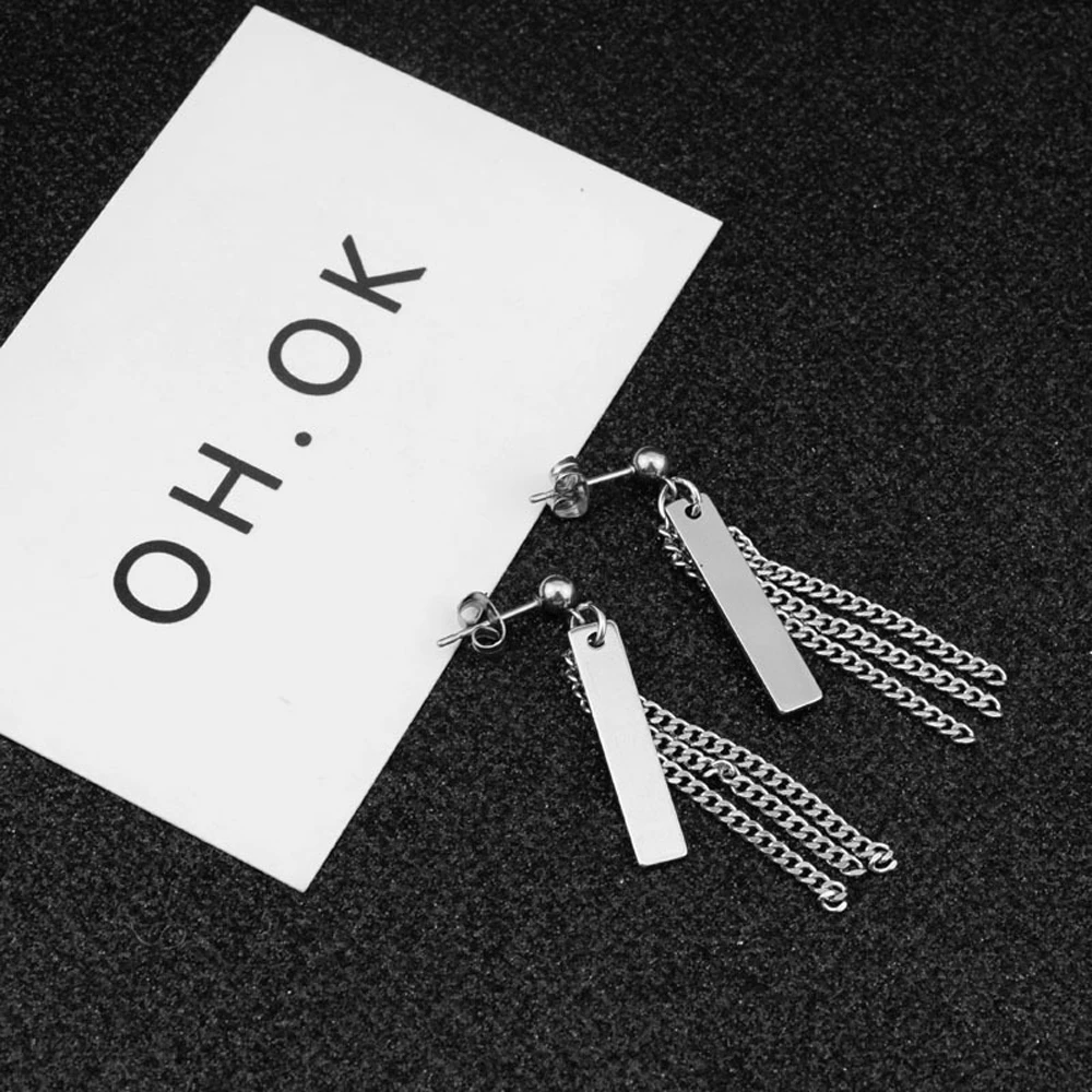 

Hip Hop Rock Feature Han Edition Cold Wind Chain Tassel Earrings Men And Women Earrings Street Snap Women Jewelry Gifts