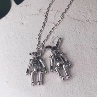 female personality fashion cute bear and rabbit pendant s925 sterling silver necklace original brand high quality jewelry gift