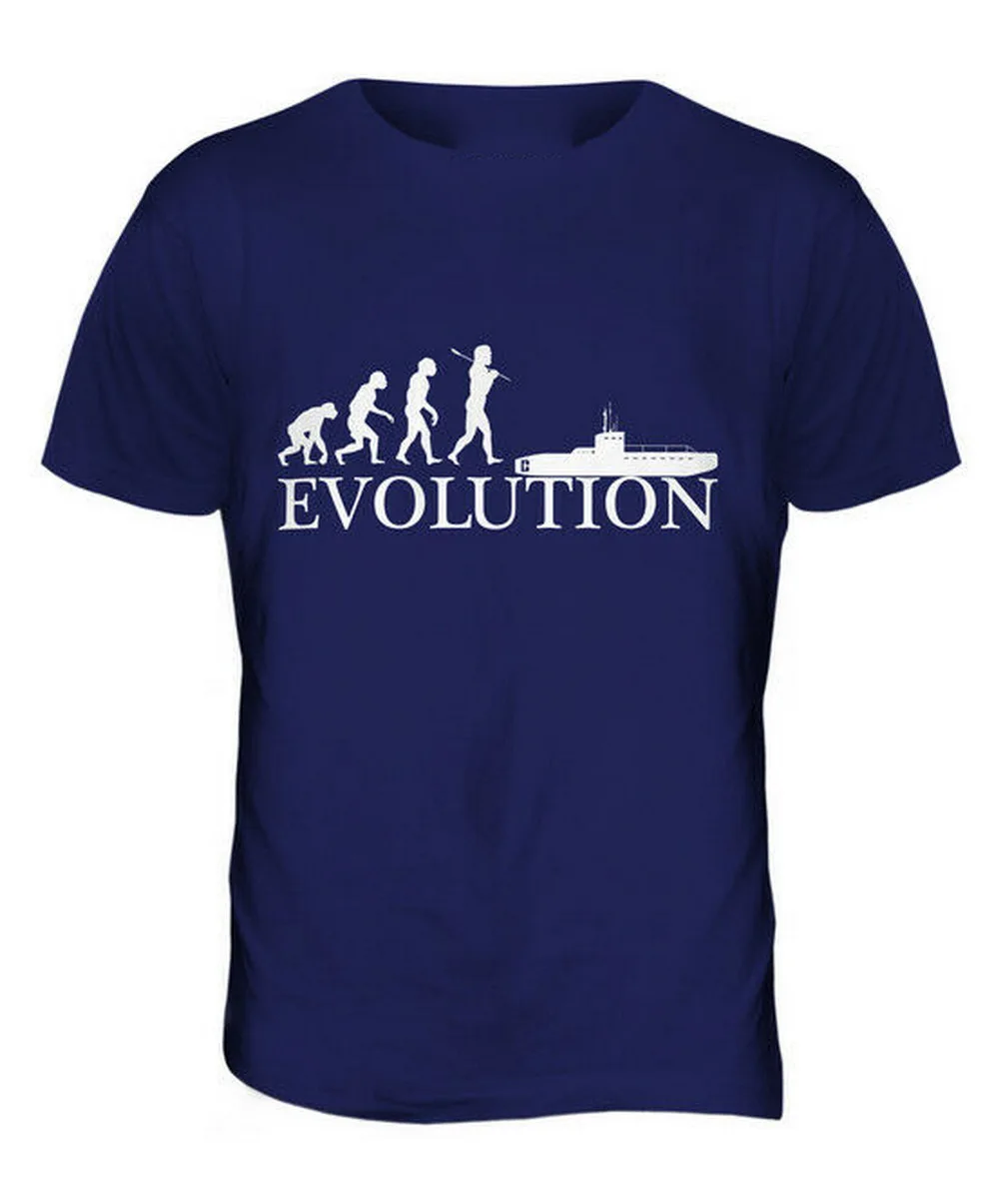 Подводная лодка Эволюция человека Мужская футболка Топ подарок военный темно