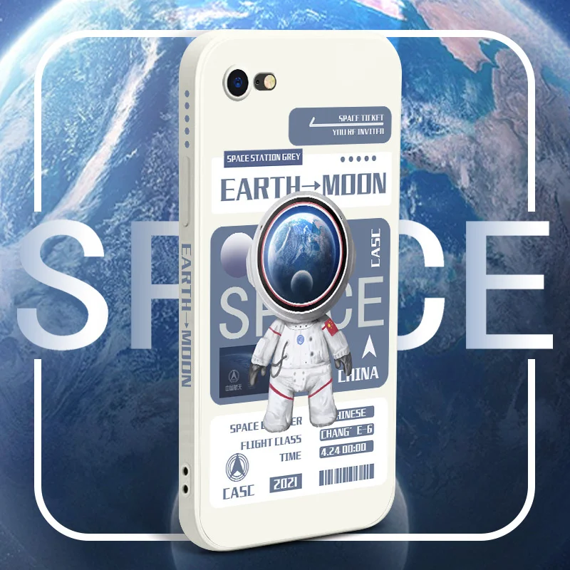 

Moon Exploration Phone Case For iPhone 8 8Plus 7 7Plus SE2020 Plus Liquid Silicone Cover