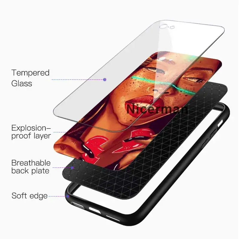 

Black girl Melanin Poppin Cases For iPhone 11 Pro X XS XR Max 7 8 6 6S Plus Tempered Glass Cover Phone Coque Fundas Capa
