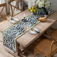 modern geometric zebra pattern tablecloth fashion bed end towel party wedding home tv cabinet with tassel beads table runner
