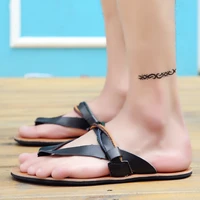 flip flops men sandals summer slippers shoes casual leather seaside beach breathable slides mens brand designer flat shoes 2020