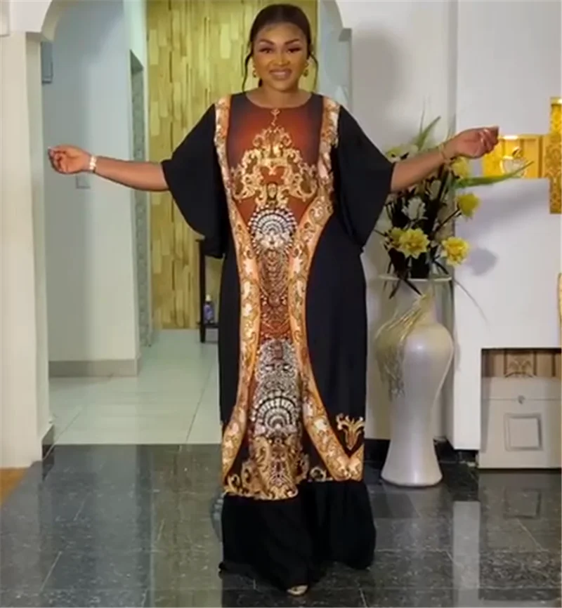 Houseofsd 2022 Fashion Fabric With African Print Free Size Clothing Dashiki Summer Muslim Lady Long Abaya Maxi Dresses For Women