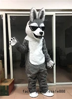 halloween gray fur husky dog mascot costume suits cosplay party game adults dress outfits advertising cartoon character clothing