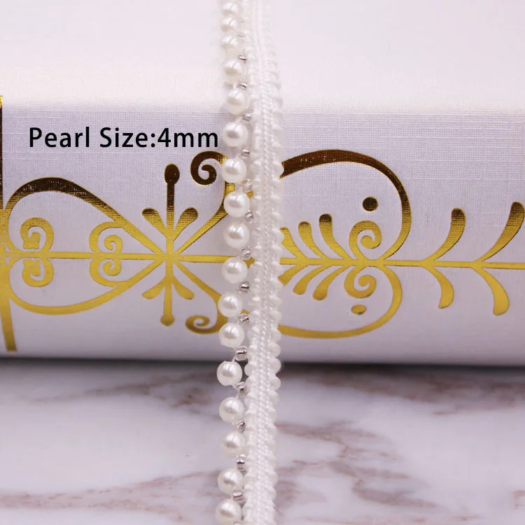 5 ярдов белая жемчужная отделка из бисера кружевная лента для платья ткань сделай