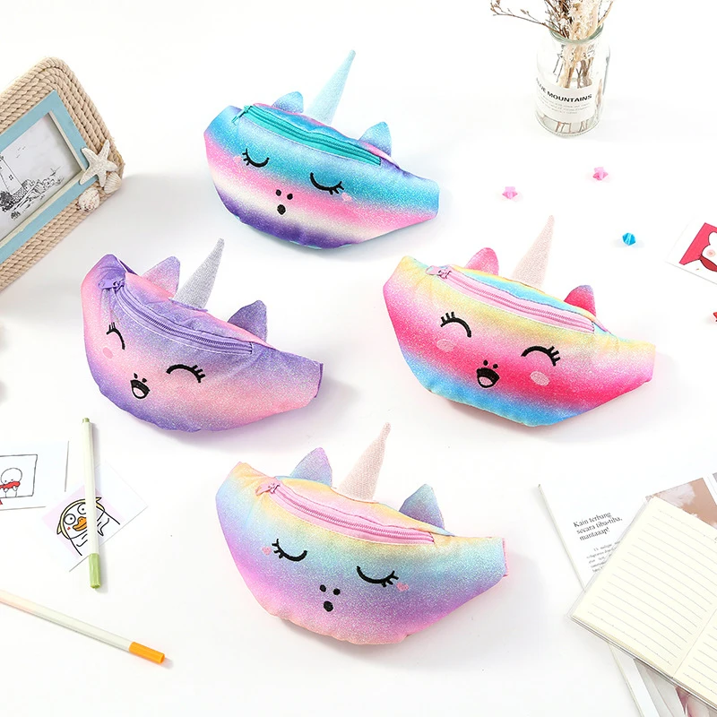 

2022 Cute Unicorn Female Waist Bag Kids Fanny Pack Cartoon Plush Women Belt Bag Fashion Travel Phone Pouch Chest Bag