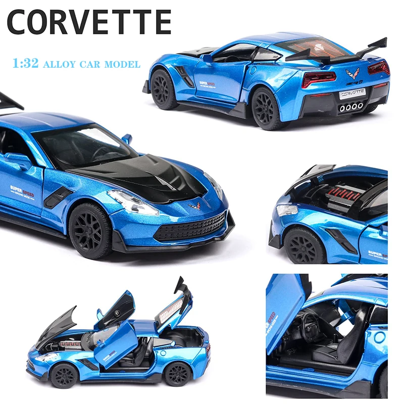 1:32 Corvette Diecasts& Toy vehicles сплав оттягивающийся автомобиль игрушки Модель со звуком и светильник игрушечные машинки для детей Подарки