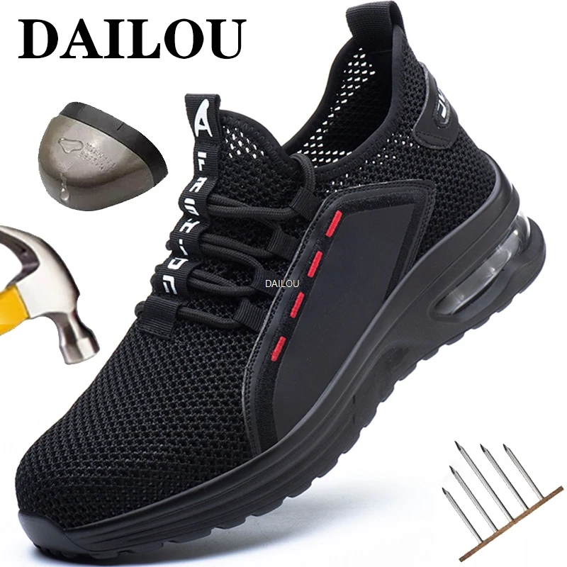 

Men Safety Shoes Anti-puncture Work Shoes Anti-smash Work Sneakers Comfort Men Shoes Lightweight Steel Toe Shoes Safety Boots 48