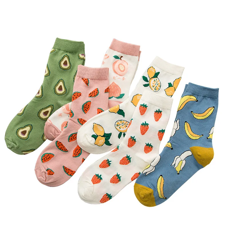 

Instime Kawaii Funny Fruit Women Socks Harajuku Colorful Cute Crew Socks Woman Cotton 1 Pair Dropshipping Supplier