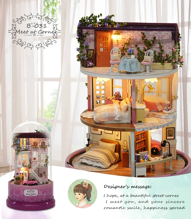 Кукольный домик Cutebee миниатюрная мебель кукольный домик Сделай Сам миниатюрные домики комната коробка театральные игрушки для детей Каса DIY кукольный домик B