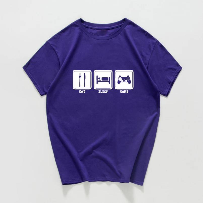 Eat Sleep Game, футболка, смешной геймер, игровой подарок, топ, повседневная, саркастичная, мужская, крутая, хлопковая, креативная уличная футболка, мужская одежда