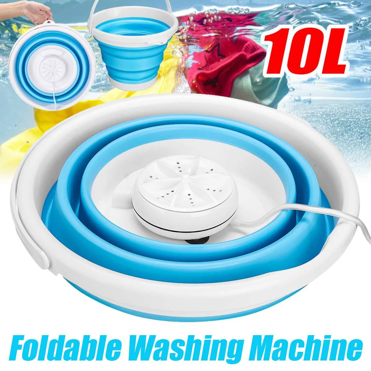 

Remote control 10L 100-240v Mini Ultrasonic Washing Machine Foldable Bucket Type USB Laundry Clothes Washer Cleaner for Travel