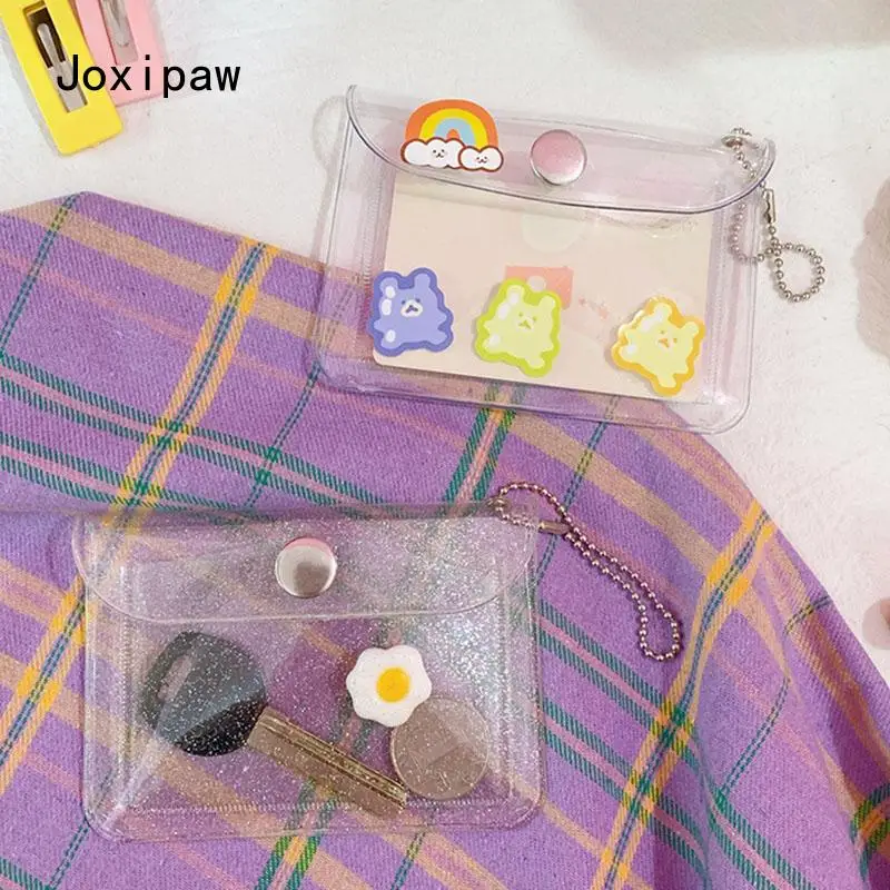 

Fashion Transparent Waterproof PVC Women Card Case Business Card Holder Men Credit Card Bag ID Card Mini Wallet Girls Coin Purse