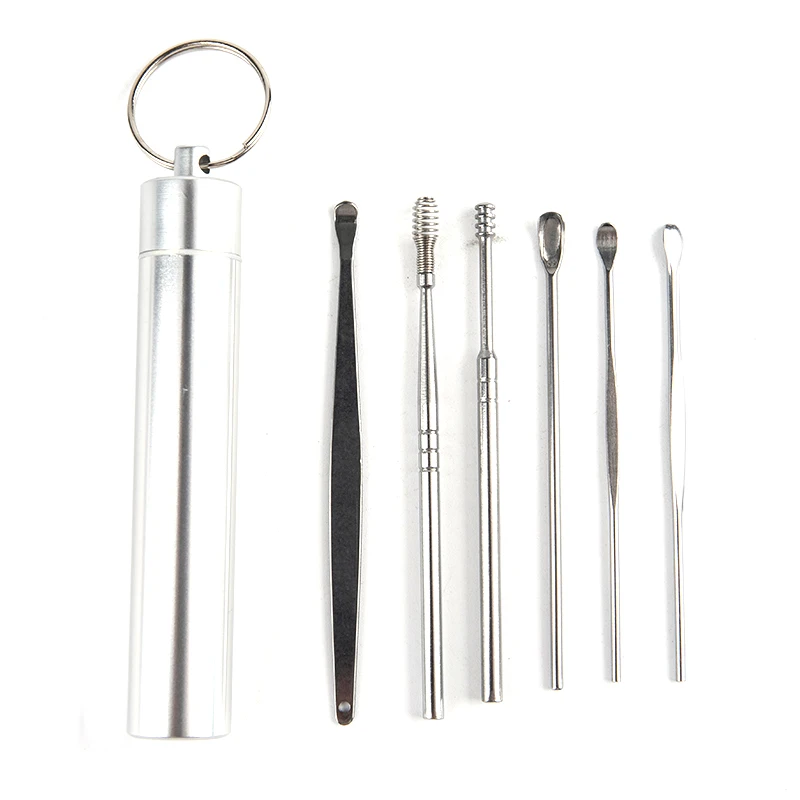 

6pcs Stainless Steel Ear Wax Pickers Wax Remover Curette Ear Pick Cleaner Spoon Cleaning Tools Spiral Earpick