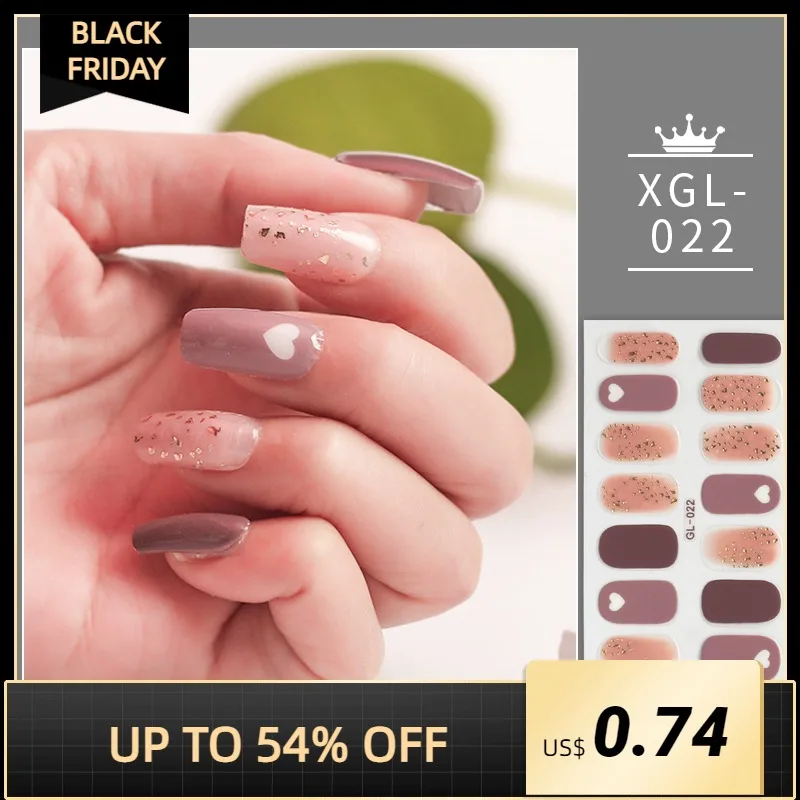 

1Pcs Glitter Nail Stickers Nail Art Full Cover Stickers Fashion Designs Sticker Summer Beach Holiday Style Stickers for Girls