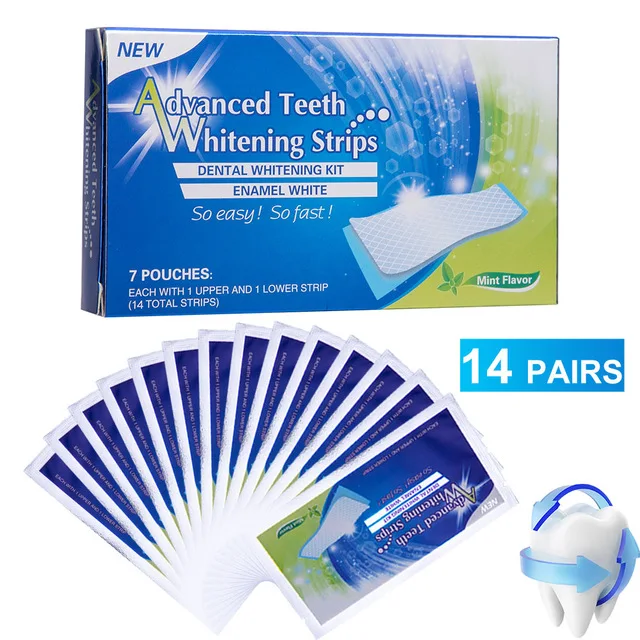 

28Pcs/14Pair Gel Teeth Whitening Strips Oral Hygiene Care Double Elastic Teeth Strips Whitening Dental Bleaching Tools TMF02