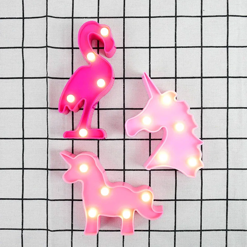 Светодиодный ночсветильник в форме единорога фламинго ананаса облака звезды для