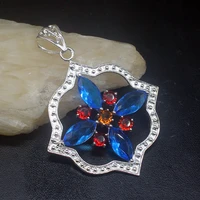 gemstonefactory jewelry big promotion 925 silver blue topaz red garnet women ladies mom gifts necklace pendant 20213662