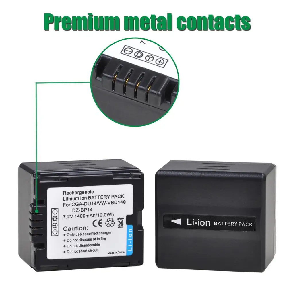 4 шт. 1400 мАч CGA-DU14 батарея для PANASONIC CGR-DU06 DU07 DU12 DU21 NV-GS10 GS100K GS17E PV-GS65 VW-VBD140 +