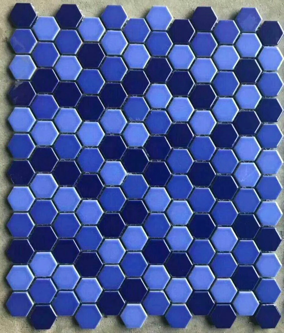

Night sky blue mix hexagonal ceramic mosaic tile wallpaper for kitchen backsplash bathroom room deco