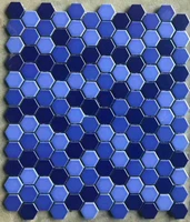 night sky blue mix hexagonal ceramic mosaic tile wallpaper for kitchen backsplash bathroom room deco