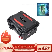 12v lifepo4 battery pack 120ah 150ah 200ah bms rv outdoor marine waterproof rechargeable inverter solar backup lithium battery