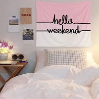 happy weekend letter printed tapestry wall hanging decor dorm background wall map cactus cute girl pattern tapestry polyester