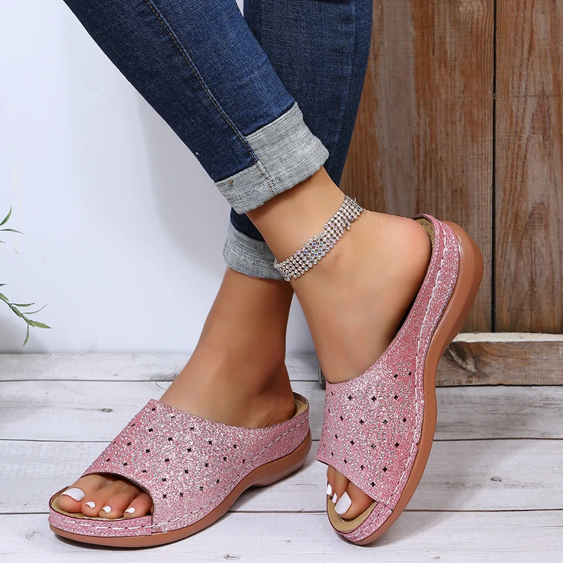 

Slippers Women's Summer 2022 New Fashion Printing Comfortable Thick Bottom Increased Black Fish Mouth Cool Slippers