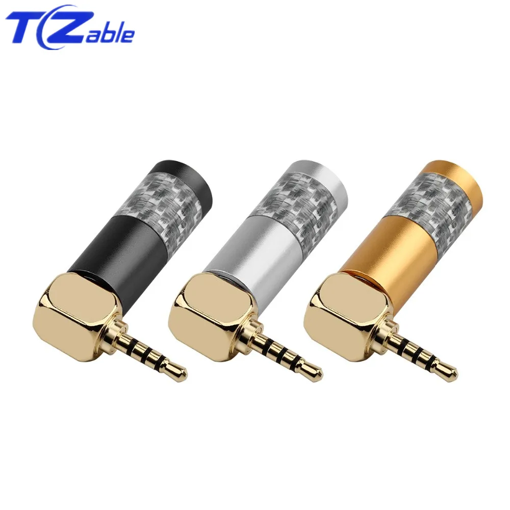 

Hifi Headphone Audio Connector 90 Degree 2.5mm Male Stereo Jack Adaptor Carbon Fiber Gold Plated Plug Earphone Cable DIY Adapter
