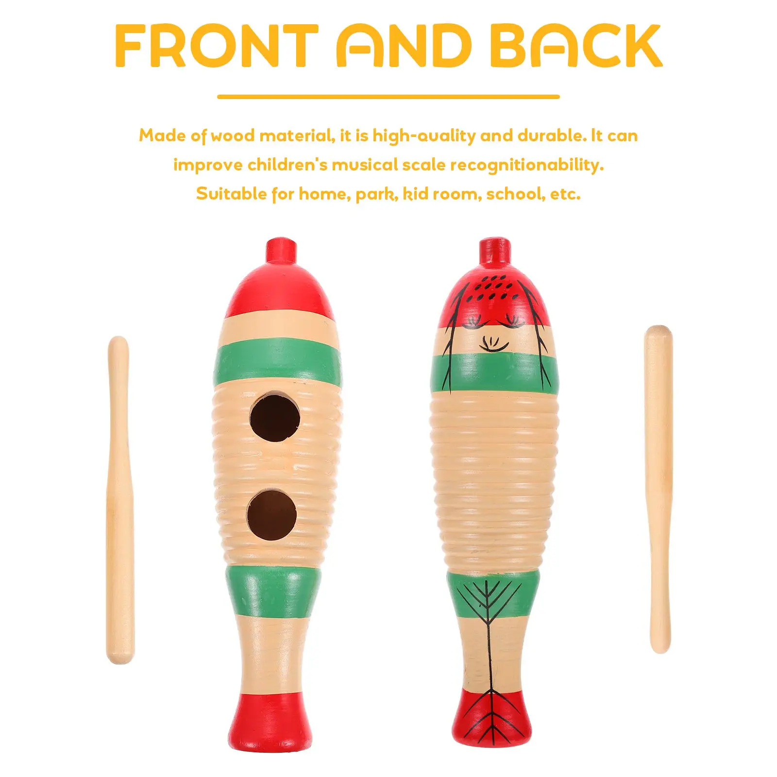 

1Pc Wood Fish Shaped Guiro Fish Style Guiro Early Education Music Instrument