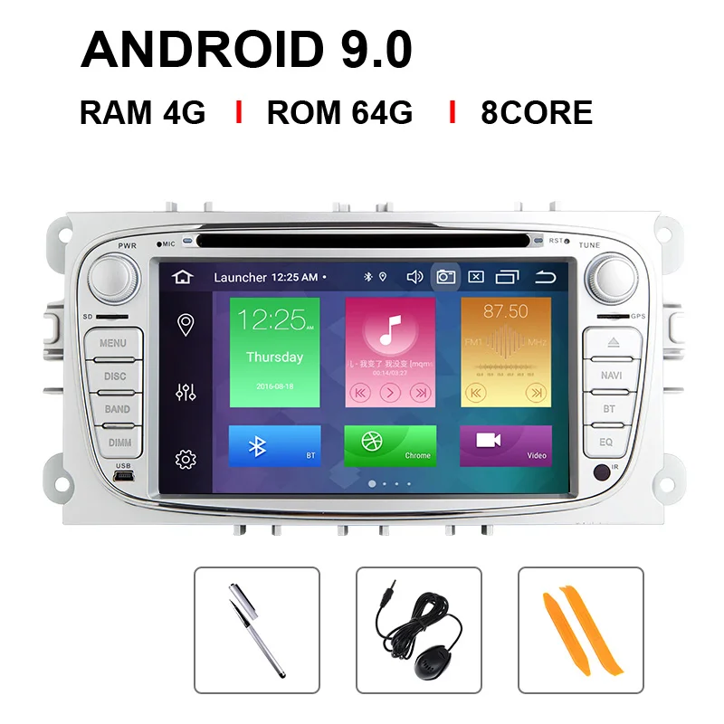 8 Core 64 ROM IPSDSP 4 Гб 64 г 2 din Android 9 Автомобильная магнитола мультимедиа для Ford Focus 2 3 mk2 Mondeo 4 Kuga Fiesta TransitConnect S-MAXC-MAX 8 ядерный - Color: 8 Core 64 ROM