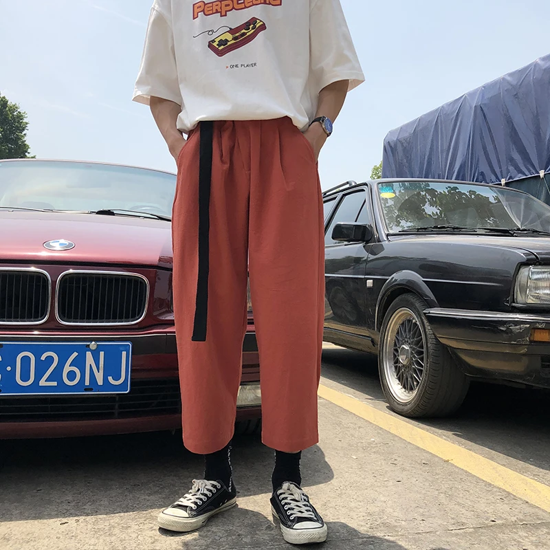 

2020 Spring And Autumn New Youth Popular Solid Color Cotton Linen Cropped Pants Fashion Casual Wild Loose Harem Pants S-XL