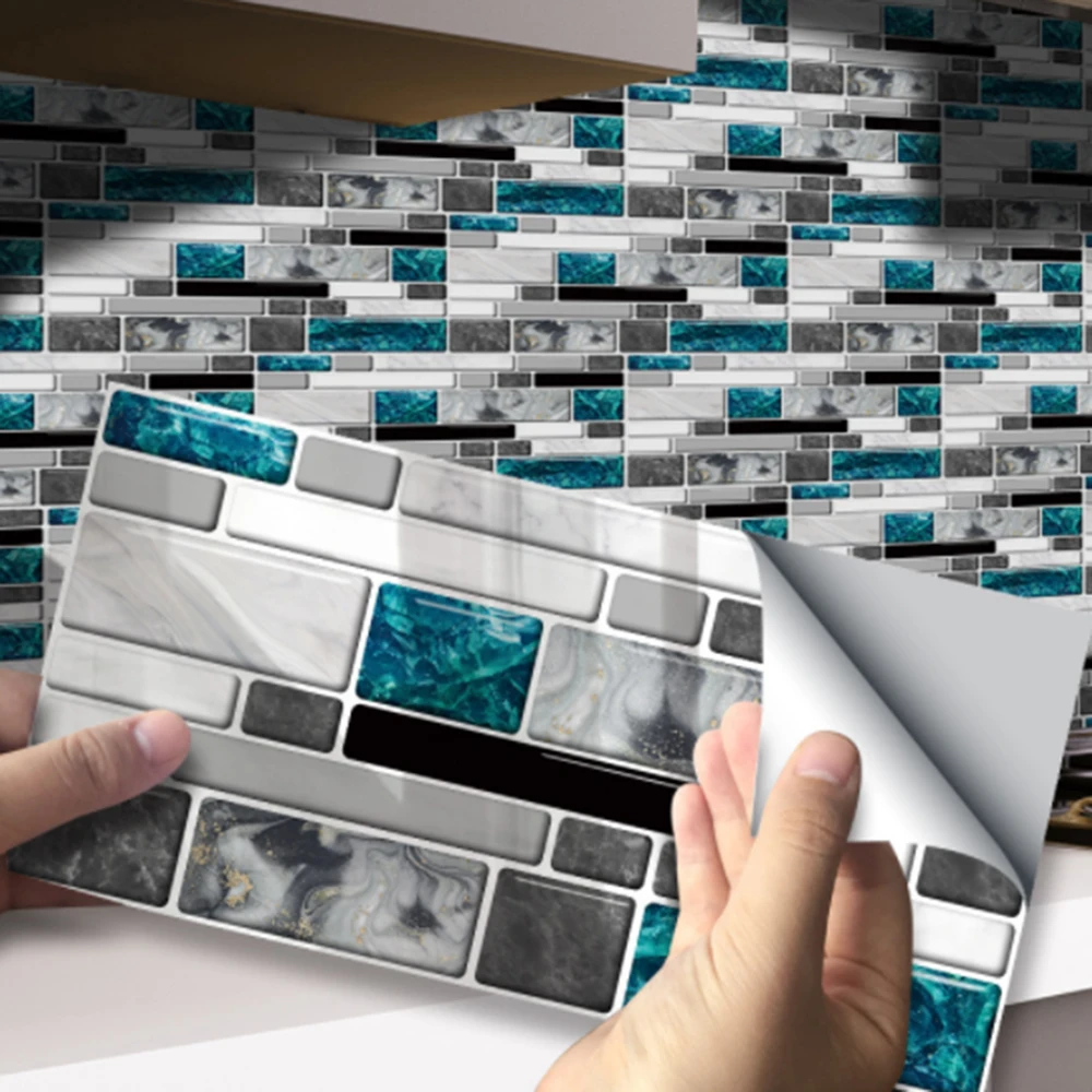 

Blue Agate Gray Marble Sticker Bathroom Kitchen Wall Tile Staircase Decorative Sticker