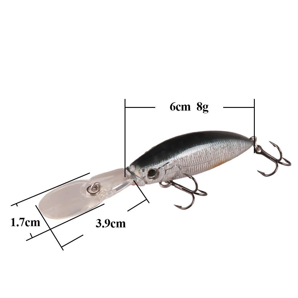 Умный плавающий воблер приманки 60mm8g Crankbait Дайвинг 3 0 м рыболовная приманка Leurre