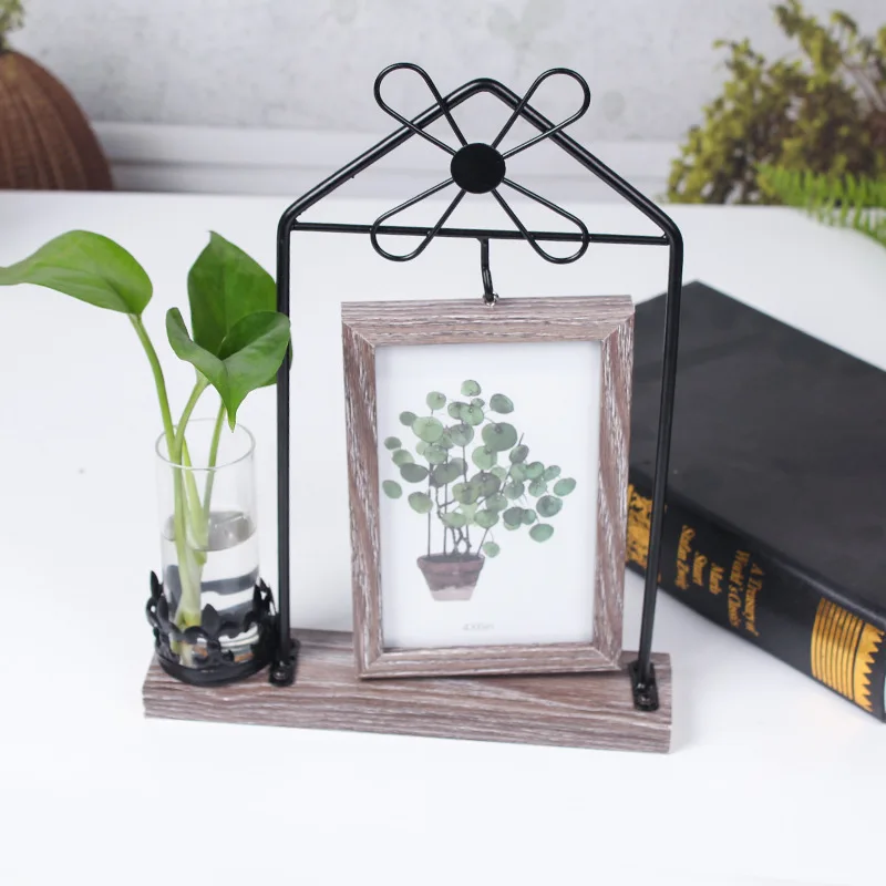 New Creative Iron Photo Frame Stand Double-sided photo frame hydroponic plant Home Decor Fashion Design | Дом и сад