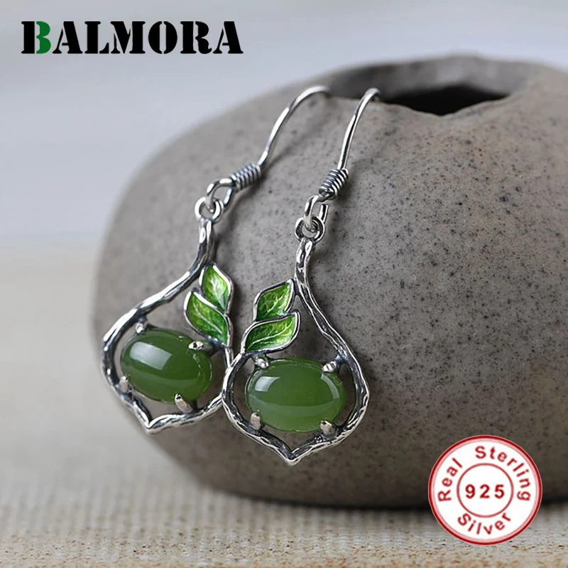 Серьги BALMORA из настоящего стерлингового серебра 925 пробы с яшмой нефритовые