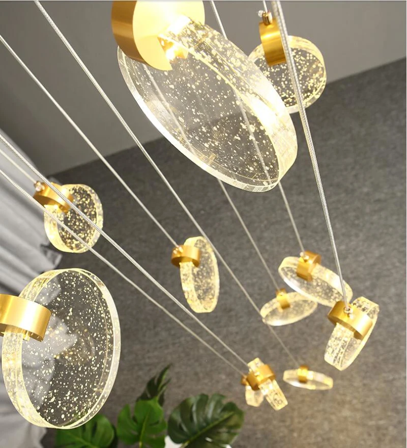 Длинная Люстра для лестницы роскошная хрустальная лампа двуспальный светильник