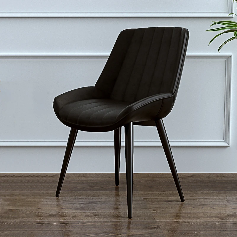 Простой современный офисный стул из кованого железа мягкий кожаный