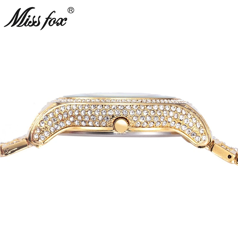Miss Fox Женские часы лучший бренд Роскошные леопардовые женские блестящие алмазные