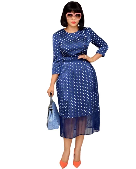 Женское платье из полиэстера с круглым вырезом и длинным рукавом осень 2019 |