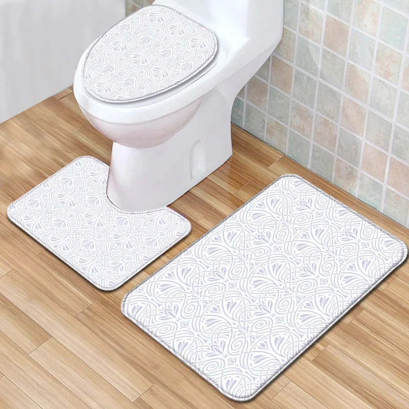 

Vintage style Toilet Mat Bathroom Carpet Rug Bath Mat Absorbent U-Shaped Toilet Rug with Non Slip Toilet Floor Carpet Set