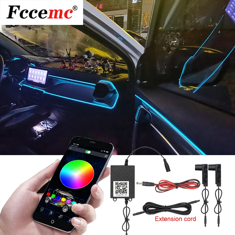 

Универсальное неоновое освещение, многорежимная Автомобильная Декоративная полоса, лампа для декора автомобиля, гибкий провод EL, аксессуа...