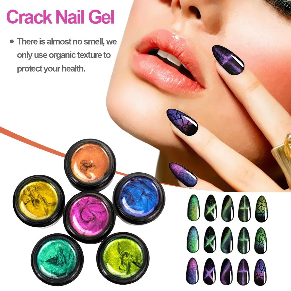 

6Pcs 9D Crack Nail Gel Cat Eye Nail Gel Magnetic Soak Off UV LED Gel Nail Varnish Semi Permanent Manicure Nail Gel