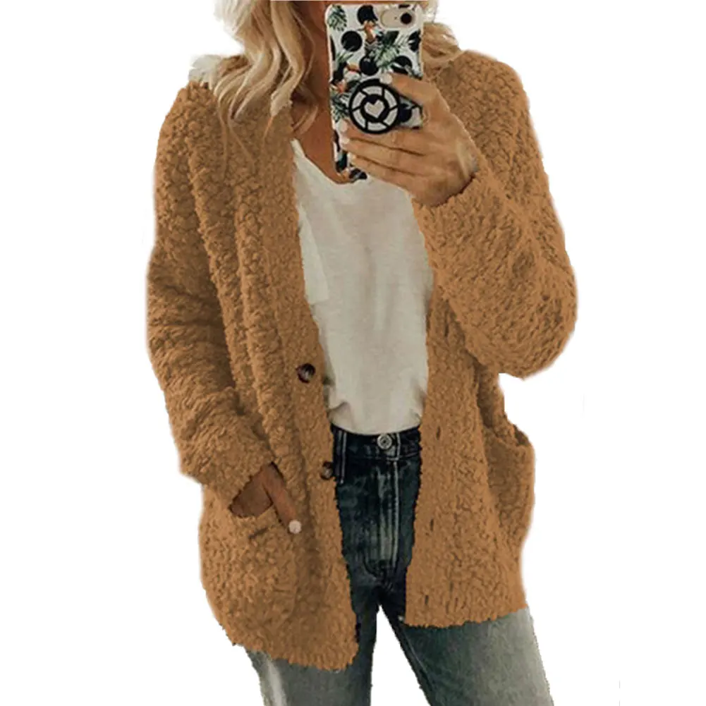 New Fashion Women Ladies Winter Casual Warm Long Sleeve Woolen Coat Jacket Parkas Khaki/Black/Dark Gray/Coffee/Blue | Женская одежда
