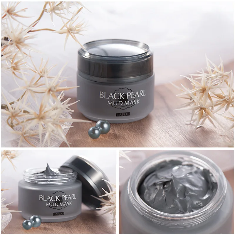 

Oil control moisturizing whitening acne removing blackhead cleansing mask skin care black pearl mud mask