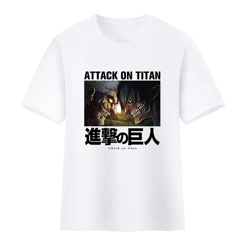 

Attack On Titan Anime T-Shirt Eren Jaeger Mikasa Ackerman Pattern Model Short Sleeve Tee Top Japanese Animation Peripherals