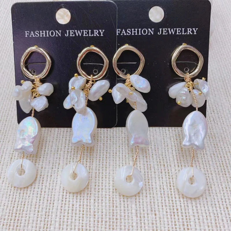 

Fashion Handmade Earrings For Women Wire Wound Beads Trendy Shell Dangle Earring 3Pair Earring Wholesale