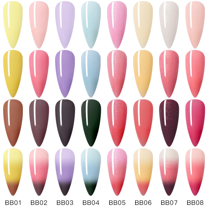 Тепловой Гель лак для ногтей FOUR LILY изменяющий цвет голографический с блестками