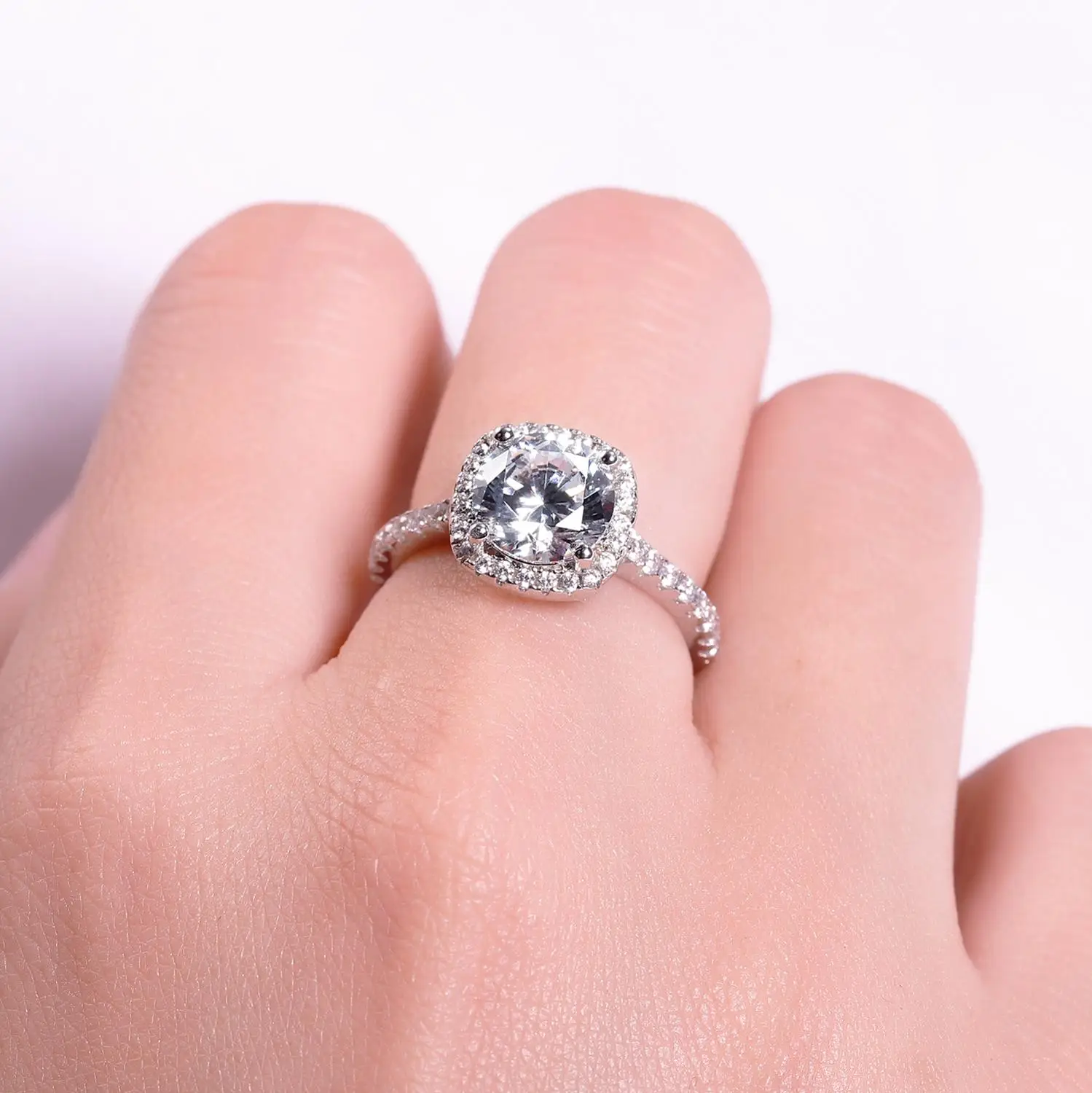 Женское балетное кольцо gemb's 2.0Ct 8 мм EF цвета Moissanite для свадьбы из стерлингового
